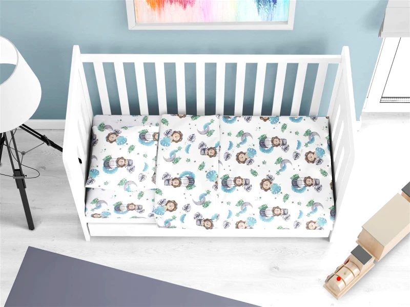 DimCol Κατωσέντονο Με Λάστιχο Βαμβακερό Κούνιας 70x140+15εκ. Lion 533 Sky Blue DimCol (Ύφασμα: Βαμβάκι 100%, Τύπος κατωσέντονου: Με Λάστιχο, Χρώμα: Μπλε, Μέγεθος: Μεμονωμένο) - DimCol - 31112019040