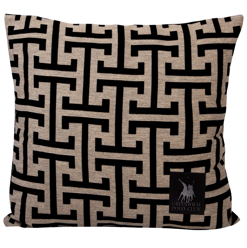 Greenwich Polo Club Διακοσμητικό Μαξιλάρι Polycotton 40x40εκ. Throws 3902 Μαύρο-Μπεζ Greenwich Polo Club (Ύφασμα: 80% Cotton - 20% Polyester, Χρώμα: Μαύρο) - Greenwich Polo Club - 233640403902