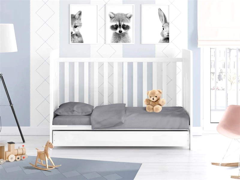 DimCol Σετ Σεντόνια Μονόχρωμα Βαμβακερά Κούνιας 120x160εκ. Solid 495 Dark Grey DimCol (Ύφασμα: Βαμβάκι 100%, Τύπος κατωσέντονου: Χωρίς Λάστιχο, Χρώμα: Γκρι, Μέγεθος: Σετ) - DimCol - 1912617606249592