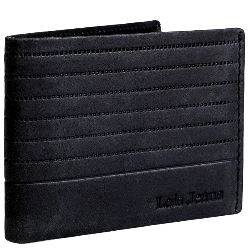 Lois Πορτοφόλι Ανδρικό Δερμάτινο Μαύρο Lois 11x2x8,5εκ. 202211-01 (Ύφασμα: Δέρμα, Χρώμα: Μαύρο) - Lois - 202211-01