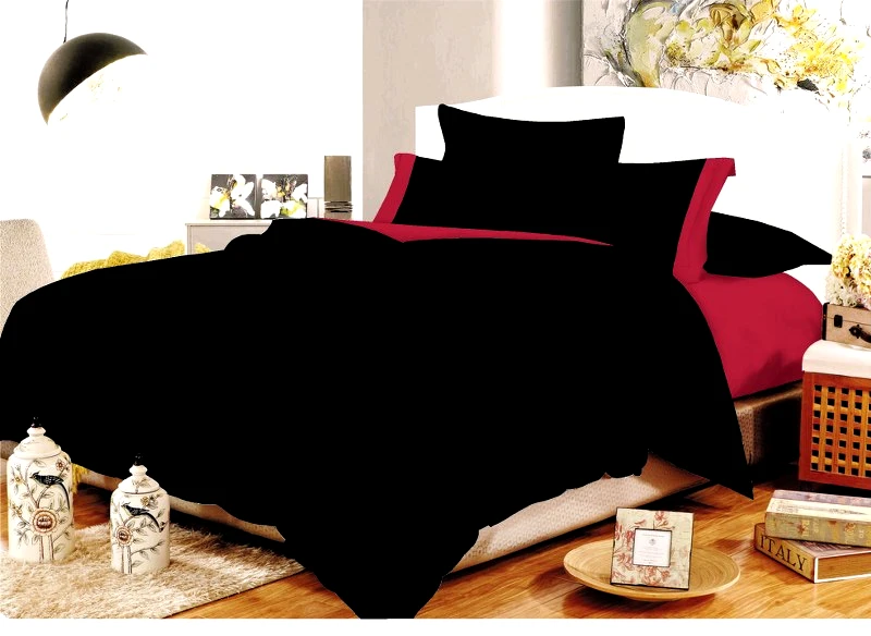KOMVOS HOME Σετ Σεντόνια Polycotton Μονά Με Λάστιχο 100x200+20εκ. Με Φάσα Black-Red 7000009-16F (Τύπος κατωσέντονου: Με Λάστιχο, Ύφασμα: 50% Cotton-50% Polyester, Χρώμα: Μαύρο, Μέγεθος: Μονά) - KOMVOS HOME - 7000009-16F