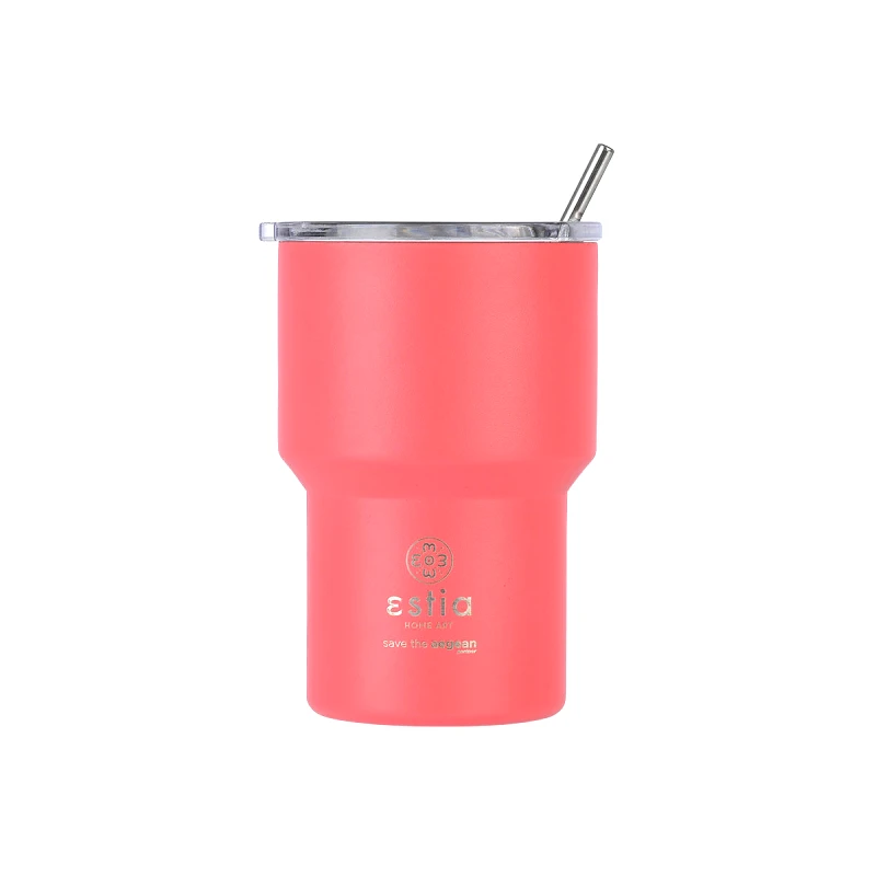 estia Θερμός-Ποτήρι Ανοξείδωτο Mug Lite Save The Aegean Fusion Coral Estia 400ml-9,2x6,5x13,3εκ. 01-18474 (Υλικό: Ανοξείδωτο, Χρώμα: Κοραλί ) - estia - 01-18474