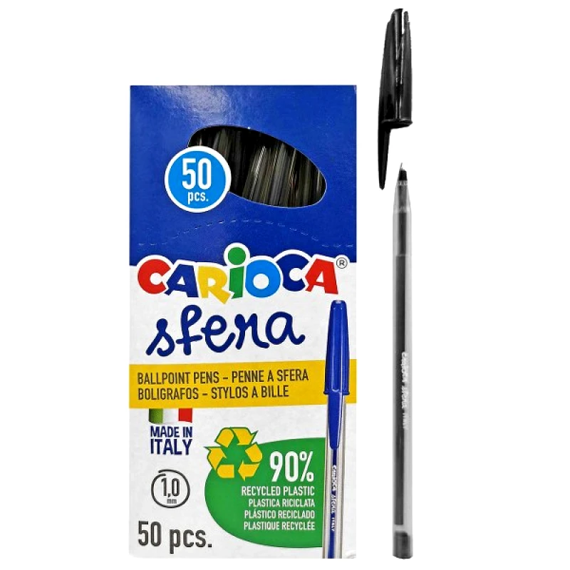 CARIOCA Στυλό Sfera Black Ballpoint Carioca 60-798 (Σετ 50 Τεμάχια) (Χρώμα: Μαύρο) - CARIOCA - 60-798-black