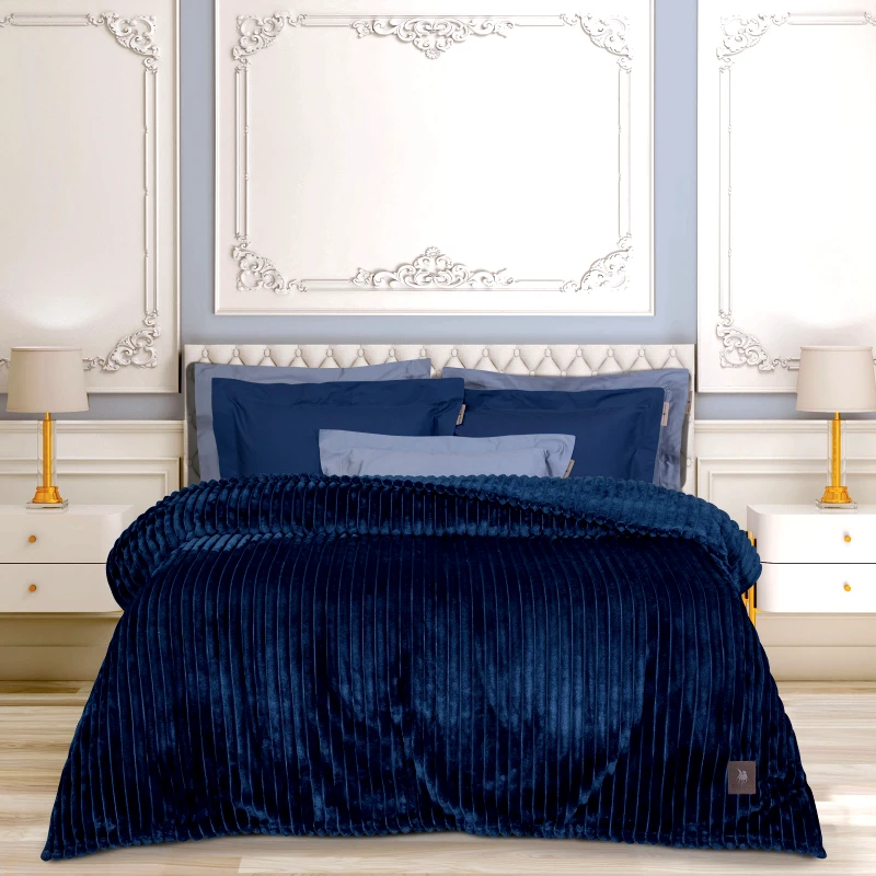 Greenwich Polo Club Κουβέρτα Fleece Υπέρδιπλη 220x240εκ. Essential 3487 Μπλε Greenwich Polo Club (Ύφασμα: Polyester, Χρώμα: Μπλε, Μέγεθος: Υπέρδιπλα) - Greenwich Polo Club - 220588203487