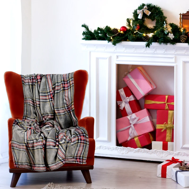 Das Home Κουβέρτα Fleece Καναπέ 130x170εκ. Blankets 1362 Γκρι-Κόκκινη Das Home (Ύφασμα: Polyester, Χρώμα: Κόκκινο) - Das Home - 420588131362