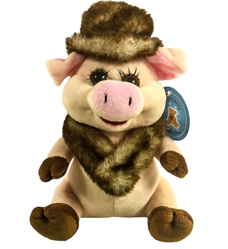 Toy Markt Λούτρινο Γουρουνίτσα Με Καπέλο & Γουνάκι 17εκ. Toy Markt 79-410 - Toy Markt - 79-410