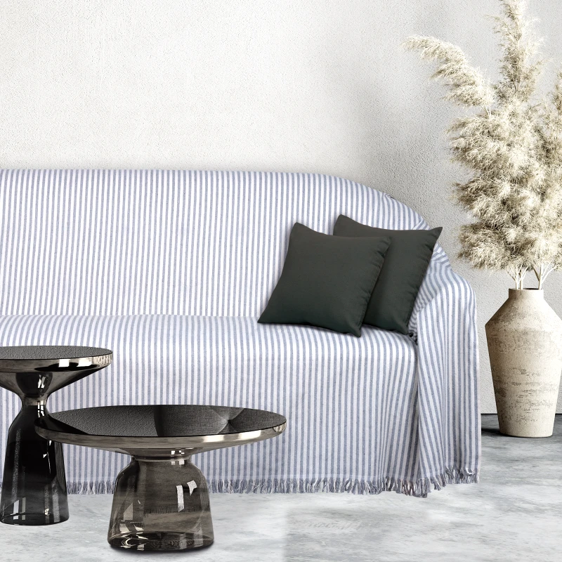 Das Home Ριχτάρι Polycotton Ζακάρ Τριθέσιος 180x300εκ. Throws Line 0255 Εκρού-Ραφ Das Home (Χρώμα: Μπλε, Ύφασμα: 90%Βαμβάκι-10%Polyester) - Das Home - 420618300255