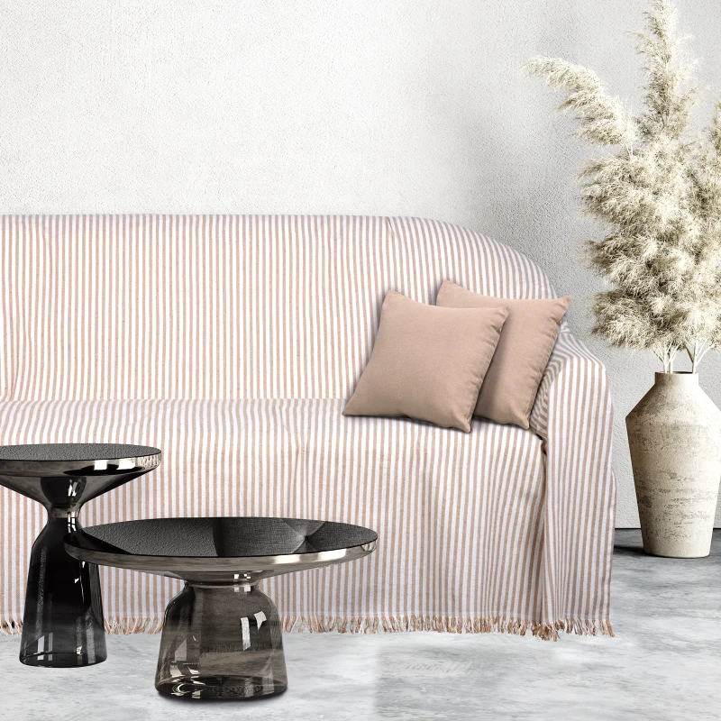 Das Home Ριχτάρι Polycotton Ζακάρ Τριθέσιος 180x300εκ. Throws Line 0256 Εκρού-Μπεζ Das Home (Χρώμα: Εκρού , Ύφασμα: 90%Βαμβάκι-10%Polyester) - Das Home - 420618300256