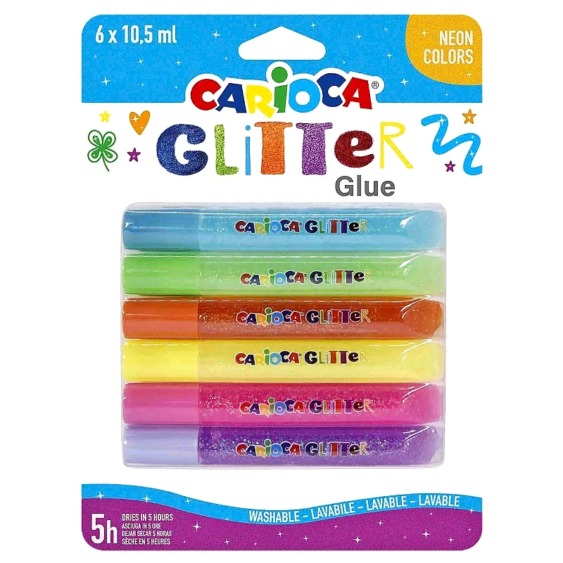 CARIOCA Κόλλα Glitter Fluo Σετ 6τμχ 10,5ml CARIOCA 96-408 - CARIOCA - 96-408