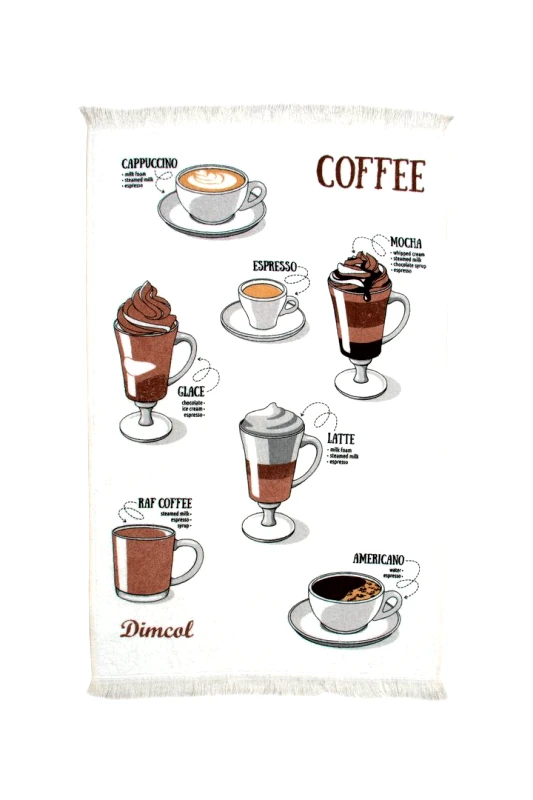DimCol Πετσέτα Κουζίνας Βαμβακερή 40x60εκ. Coffee 03 White DimCol (Ύφασμα: Βαμβάκι 100%, Χρώμα: Λευκό) - DimCol - 1231112705600376