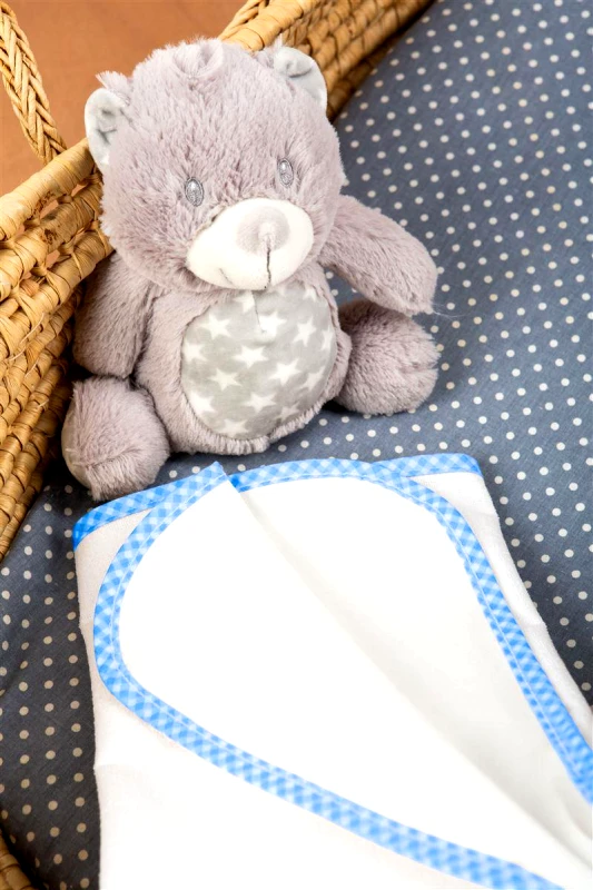 DimCol Σελτεδάκι Bebe Αδιάβροχο Βαμβακερό 60x100εκ. 32 Λευκό-Σιελ DimCol (Ύφασμα: Βαμβάκι 100%, Χρώμα: Λευκό) - DimCol - 1211214900003220