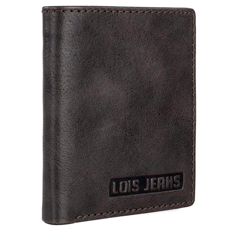 Lois Πορτοφόλι Ανδρικό Δερμάτινο Σκούρο Καφέ Lois 9,5x1,5x10,5εκ. 201406-01 (Ύφασμα: Δέρμα, Χρώμα: Καφέ) - Lois - 201406-01