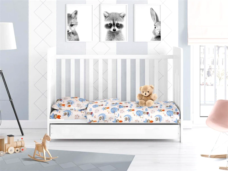 DimCol Παπλωματοθήκη Βαμβακερή Κούνιας 120x160εκ. Reach The Stars 191 Sky Blue DimCol (Ύφασμα: Βαμβάκι 100%, Χρώμα: Γαλάζιο , Μέγεθος: Κούνιας) - DimCol - 1915717610819182