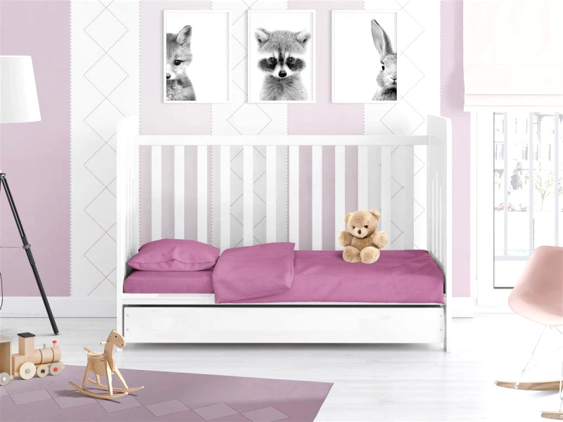 DimCol Σετ Σεντόνια Μονόχρωμα Βαμβακερά Κούνιας 120x160εκ. Solid 492 Lila DimCol (Ύφασμα: Βαμβάκι 100%, Τύπος κατωσέντονου: Χωρίς Λάστιχο, Χρώμα: Λιλά, Μέγεθος: Σετ) - DimCol - 1912617606249274