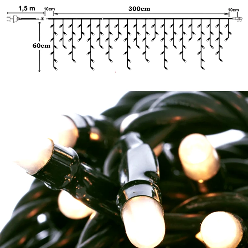 Iliadis Λαμπάκια Κουρτίνα Σταλακτίτες 150 led Σταθερό Ζεστό Λευκό Φως 300x60εκ. iliadis 78642 - Iliadis - il_78642