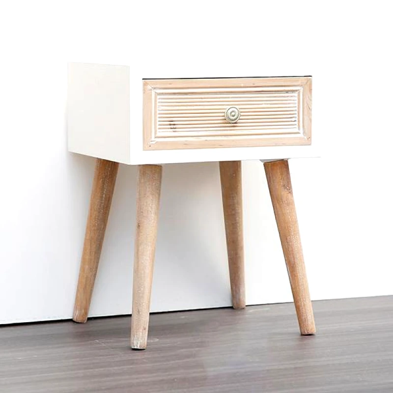 ESTHETI Κομοδίνο Ξύλινο Λευκό-Καφέ 35x30x46,5εκ. ESTHETI 750-35516 (Υλικό: Ξύλο, Χρώμα: Λευκό) - ESTHETI - 750-35516