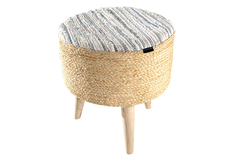Guy Laroche Σκαμπό Βαμβάκι-Jute Stool Kilim 40x40x40εκ. Guy Laroche (Ύφασμα: Βαμβάκι 100%) - Guy Laroche - 5206480656903