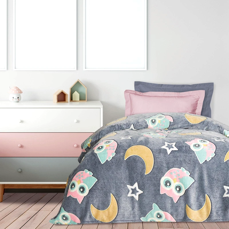 DAS KIDS Κουβέρτα Φωσφοριζέ Fleece Μονή 160x220εκ. 4864 Γκρι-Κίτρινο-Ροζ Das Kids (Ύφασμα: Polyester, Χρώμα: Ροζ) - DAS KIDS - 420588104864