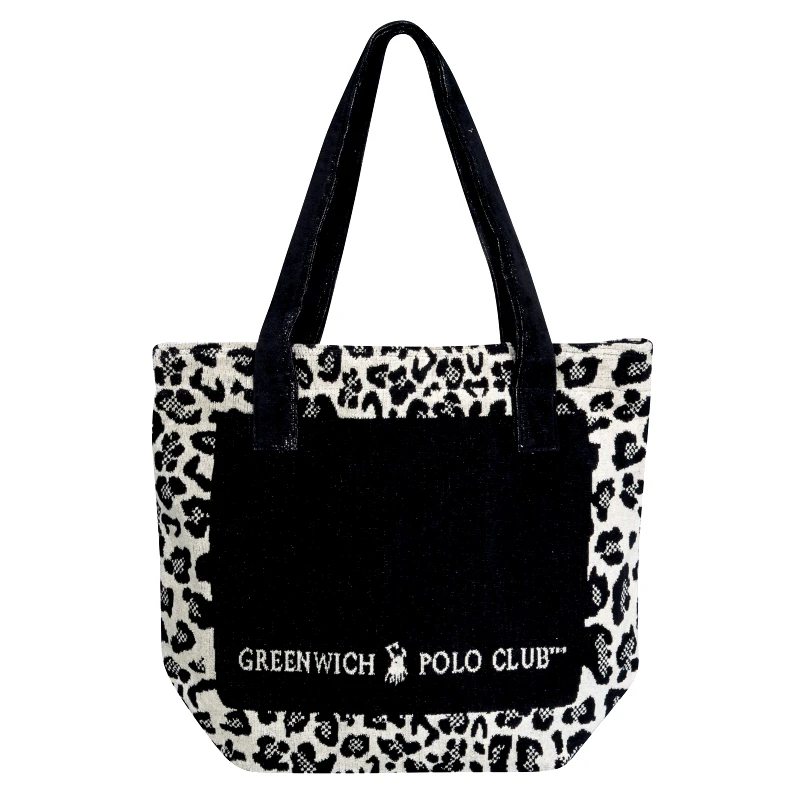 Greenwich Polo Club Τσάντα Θαλάσσης Βαμβακερή 55x40εκ. Essential 3861 Μαύρη-Μπεζ-Σπαγγί Greenwich Polo Club (Ύφασμα: Βαμβάκι 100%, Χρώμα: Μαύρο) - Greenwich Polo Club - 268554003861
