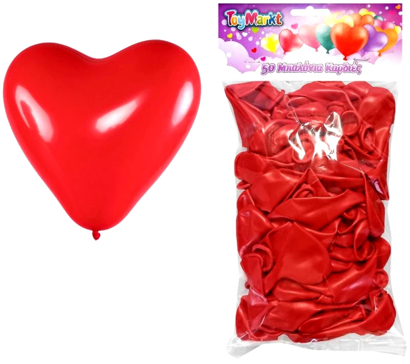 Toy Markt Μπαλόνια Καρδιά Σετ 50τμχ 23εκ. Κόκκινα Toy Markt 71-3570 (Χρώμα: Κόκκινο) - Toy Markt - 71-3570