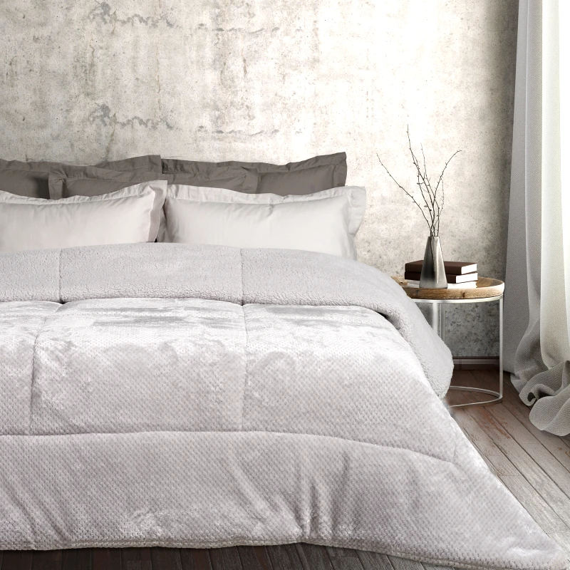 Das Home Κουβερτοπάπλωμα Fleece-Sherpa Υπέρδιπλο 220x240εκ. Blankets 1182 Ice Grey Das Home (Ύφασμα: Polyester, Χρώμα: Γκρι) - Das Home - 421910201182
