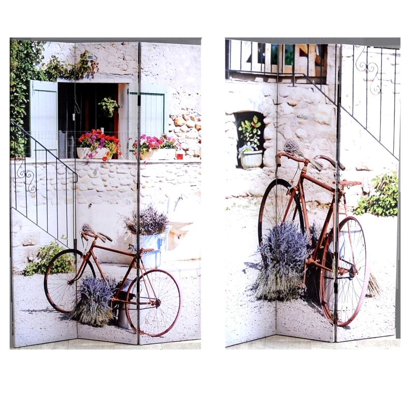 Royal Art Collection Παραβάν Καμβάς Ποδήλατο Λευκό 120x2,5x180εκ. Royal Art INX4/8367 (Ύφασμα: Καμβάς, Χρώμα: Λευκό) - Royal Art Collection - INX4/8367