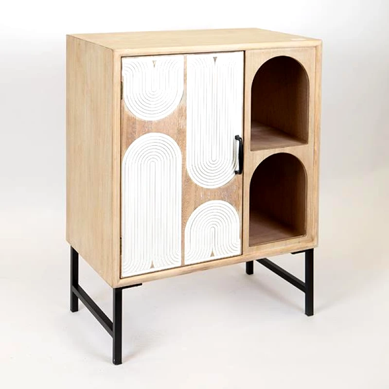 ESTHETI Ντουλάπι Ξύλινο Natural-Λευκό Με 1 Πόρτα 60x36x80,5εκ. ESTHETI 750-25022 (Υλικό: Ξύλο, Χρώμα: Λευκό) - ESTHETI - 750-25022