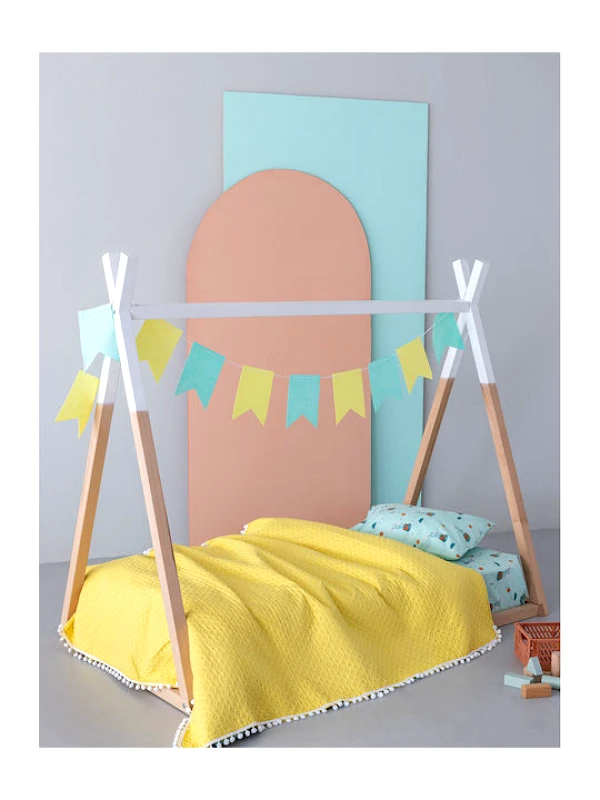 Palamaiki Κουβερλί Microfiber Κούνιας 110x140εκ. Με Pon Pon Juniper Yellow Palamaiki (Ύφασμα: Microfiber, Χρώμα: Κίτρινο ) - Palamaiki - juniper