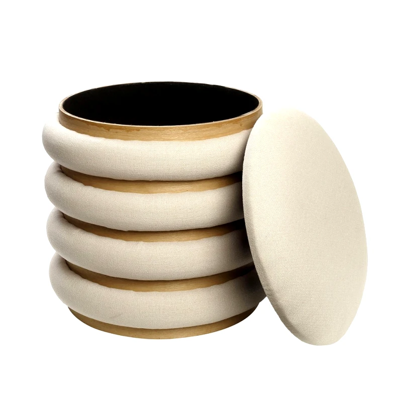 ESPIEL Πουφ Με Αποθηκευτικό Χώρο Υφασμάτινο-Ξύλινο Λευκό ESPIEL 39x39x29εκ. VOP102 (Υλικό: Ξύλο, Ύφασμα: Polyester, Χρώμα: Λευκό) - ESPIEL - VOP102