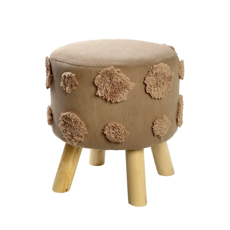 ESPIEL Σκαμπώ Chenille-Ξύλινο Καφέ ESPIEL 35x35x40εκ. VOP106 (Υλικό: Ξύλο, Ύφασμα: Chenille, Χρώμα: Καφέ) - ESPIEL - VOP106