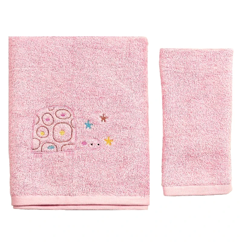 Ο Κόσμος του Μωρού Σετ Πετσέτες 2τμχ Μπεμπέ Βαμβακερές Tortoise Ροζ 50241 (Ύφασμα: Βαμβάκι 100%, Χρώμα: Ροζ) - Ο Κόσμος του Μωρού - 5205626502418