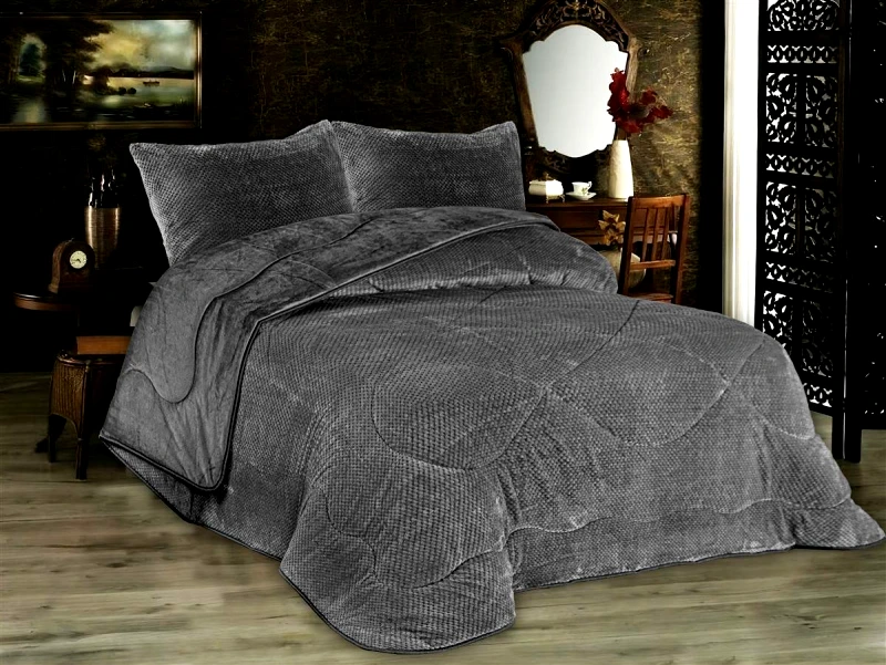 DimCol Κουβερτοπάπλωμα Popcorn Fleece Μονό 160x220εκ. Black-Grey 1950 DimCol (Ύφασμα: Polyester, Χρώμα: Μαύρο) - DimCol - 33421006045
