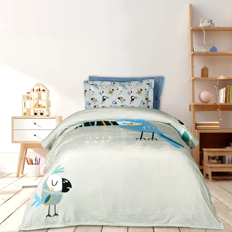 DAS KIDS Κουβέρτα Fleece Μονή 160x220εκ. 4914 Μπλε-Γκρι-Μέντα Das Kids (Ύφασμα: Polyester, Χρώμα: Μπλε) - DAS KIDS - 420588104914