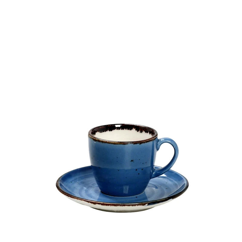 ESPIEL Φλυτζάνι Espresso Με Πιατάκι Πορσελάνης Terra Blue ESPIEL 90ml TLF112K6 (Σετ 6 Τεμάχια) (Υλικό: Πορσελάνη, Χρώμα: Μπλε) - ESPIEL - TLF112K6