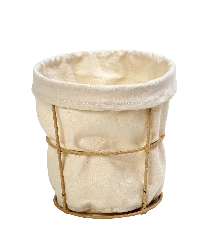 ESPIEL Ψωμιέρα Με Stand Cotton-Ψάθινη Μπεζ ESPIEL 15x15x12εκ. AMN118 (Ύφασμα: Βαμβάκι 100%, Υλικό: Ψάθινο, Χρώμα: Μπεζ) - ESPIEL - AMN118