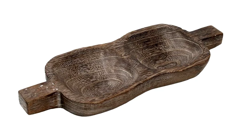 ESPIEL Ξηροκαρπιέρα 2 Θέσεων Ξύλινη ESPIEL 40,5x15x4εκ. XYP308 (Υλικό: Ξύλο, Χρώμα: Καφέ) - ESPIEL - XYP308