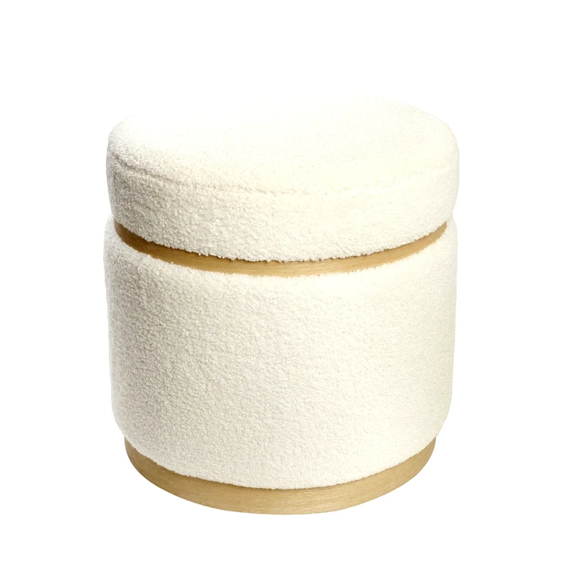 ESPIEL Πουφ Υφασμάτινο-Ξύλινο Λευκό ESPIEL 41x41x40εκ. VOP103 (Υλικό: Ξύλο, Ύφασμα: Polyester, Χρώμα: Λευκό) - ESPIEL - VOP103