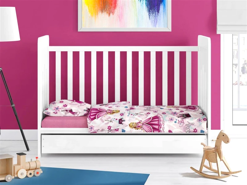 DimCol Παπλωματοθήκη Polycotton Κούνιας 120x160εκ. Princess 390 Pink Dimcol (Χρώμα: Ροζ, Ύφασμα: 70% Βαμβάκι-30% Polyester, Μέγεθος: Κούνιας) - DimCol - 31310821003