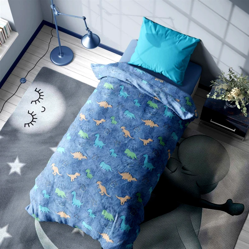 DimCol Κουβέρτα Φωσφοριζέ Fleece Μονή 160x220εκ. Dinosaur DimCol (Υλικό: Flannel 100%, Ύφασμα: Fleece) - DimCol - 32413906002