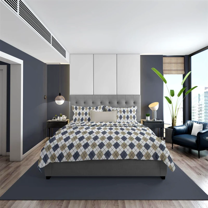 DimCol Παπλωματοθήκη Φανελένια Υπέρδιπλη 220x240εκ. Diamond 327 Blue DimCol (Ύφασμα: Φανέλα, Χρώμα: Μπλε, Μέγεθος: Υπέρδιπλα) - DimCol - 33210824001