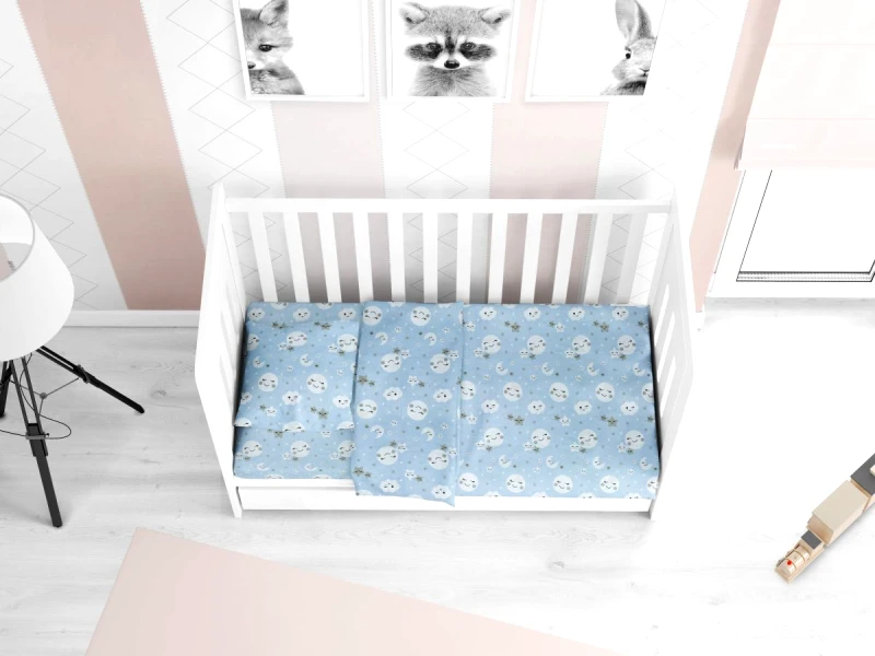 DimCol Παπλωματοθήκη Βαμβακερή Κούνιας 120x160εκ. Smile 81 Blue Dimcol (Ύφασμα: Βαμβάκι 100%, Χρώμα: Μπλε, Μέγεθος: Κούνιας) - DimCol - 1915717608008170