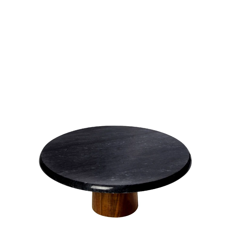 ESPIEL Πλατώ Σερβιρίσματος Με Stand Μάρμαρο-Ξύλινο Μαύρο ESPIEL 25x25x10εκ. FAV238 (Υλικό: Ξύλο, Χρώμα: Μαύρο) - ESPIEL - FAV238