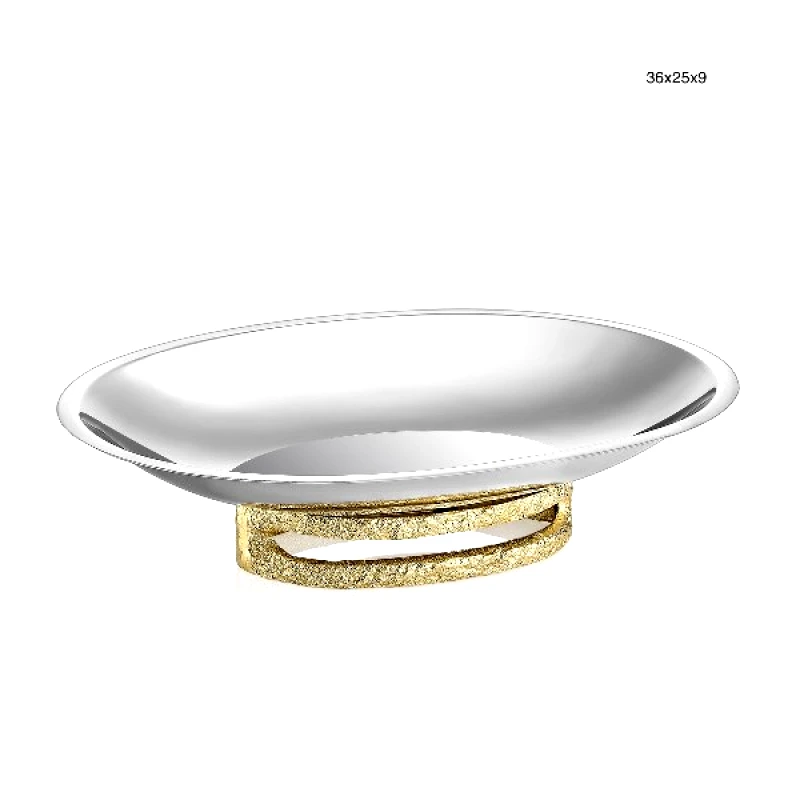 Capolavoro Πιατέλα Σερβιρίσματος Ανοξείδωτη Αλουμινίου Ασημί-Χρυσή 36x25x9εκ. Capolavoro 21.000.1016 (Υλικό: Ανοξείδωτο, Χρώμα: Χρυσό ) - Capolavoro - 21.000.1016