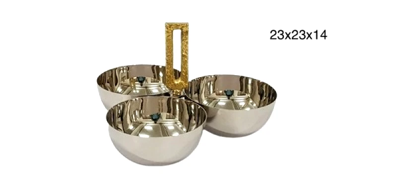 Capolavoro Ορντερβιέρα 3 Θέσεων Ανοξείδωτη Αλουμινίου Ασημί-Χρυσή 23x23x14εκ. Capolavoro 21.000.1013 (Υλικό: Ανοξείδωτο, Χρώμα: Χρυσό ) - Capolavoro - 21.000.1013