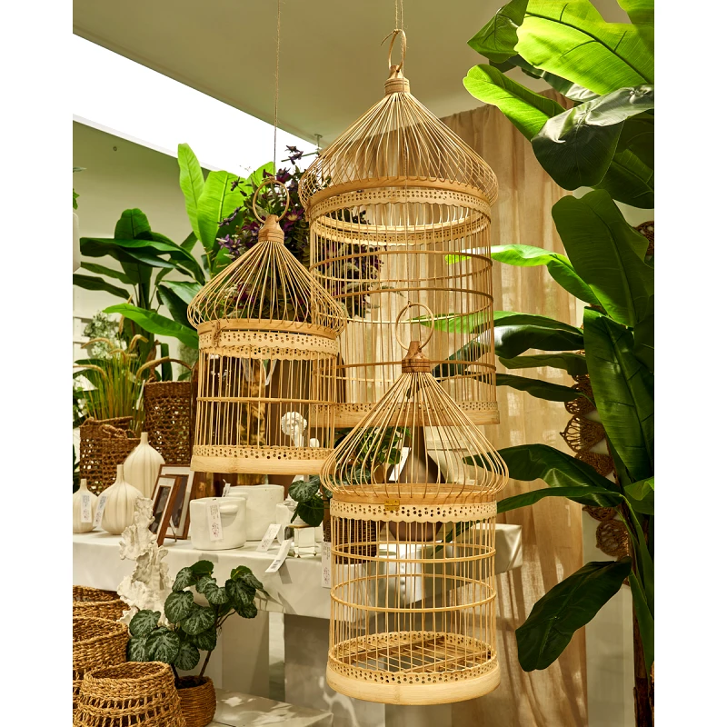 MSA DECORATION Διακοσμητικό Κλουβί Σετ 3τμχ Bamboo Natural 40x80εκ.-27x60εκ.-23x50εκ. MSA 20-31-866 (Υλικό: Bamboo, Χρώμα: Natural) - MSA DECORATION - 20-31-866
