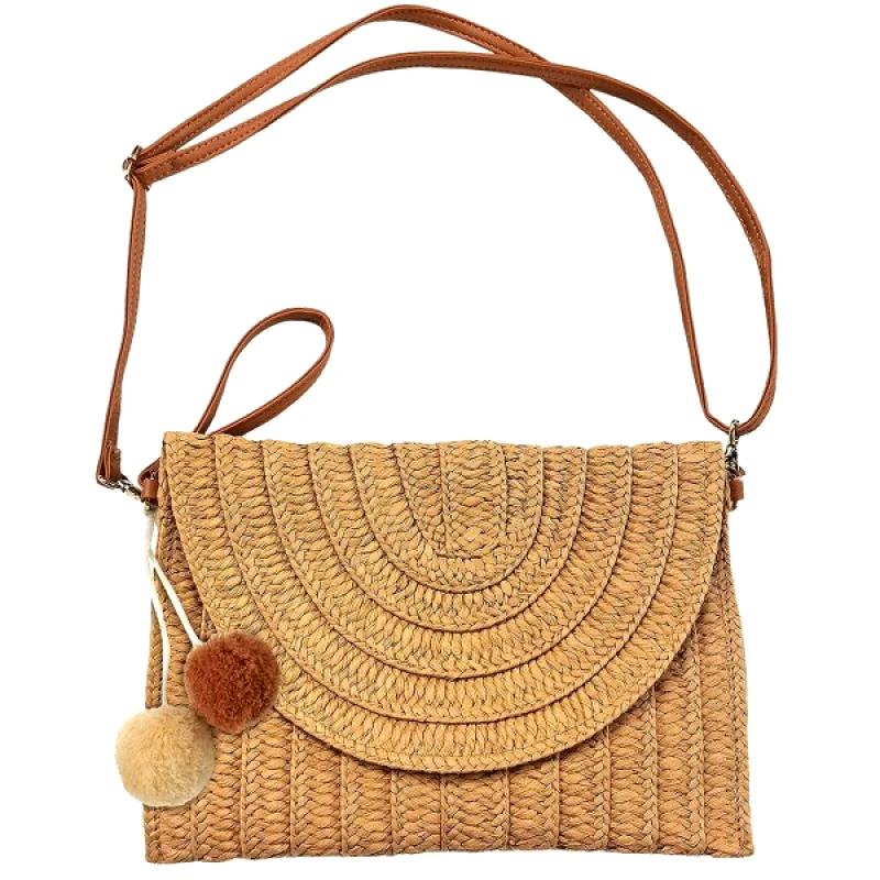 SUMMER tiempo Τσαντάκι Ορθογώνιο 28x20εκ. Summer Tiempo 42-3113 (Υλικό: Ψάθινο, Χρώμα: Natural) - SUMMER tiempo - 42-3113