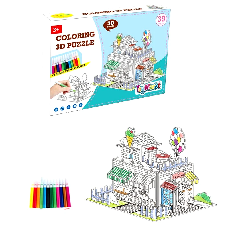 Toy Markt Παζλ Χρωματισμού 3D 39τμχ Παγωτατζίδικο Σε Κουτί 26x3x18εκ. Toy Markt 69-1711 - Toy Markt - 69-1711
