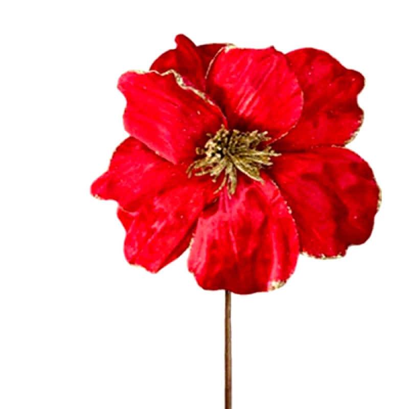 Art Et Lumiere Λουλούδι Αλεξανδρινό Κόκκινο-Χρυσό 25x30εκ. Art Et Lumiere 20273 (Σετ 6 Τεμάχια) (Χρώμα: Κόκκινο) - Art Et Lumiere - lumiere_20273