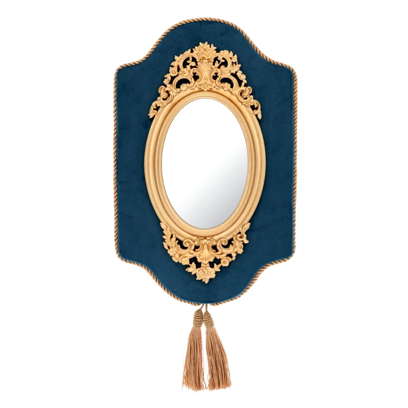 Iliadis Καδράκι Τοίχου Polyresin-Βελούδινο Μπλε Με Καθρέπτη & Κρόσια 21x2x22εκ. iliadis 89032 (Ύφασμα: Βελούδο, Υλικό: Polyresin, Χρώμα: Μπλε) - Iliadis - il_89032