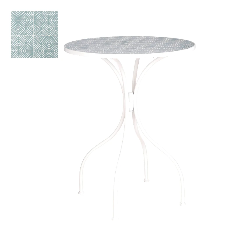 MSA DECORATION Τραπέζι Μεταλλικό Μπλε-Λευκό Δ61x76εκ. Calais MSA 20-27-034 (Υλικό: Μεταλλικό, Χρώμα: Λευκό) - MSA DECORATION - 20-27-034